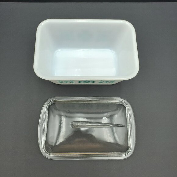 Glasbake Turquoise Floral Snowflake Casserole Baking Dish MCM Refrigerator Dish - Picture 3 of 10